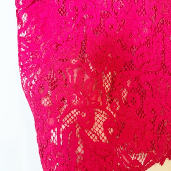 FRNCH women’s short sleeve red lace overlay top S - Picture 5 of 5